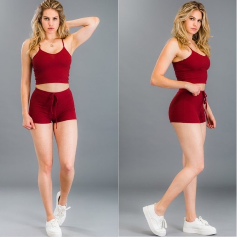 Burgundy Crop Top Set